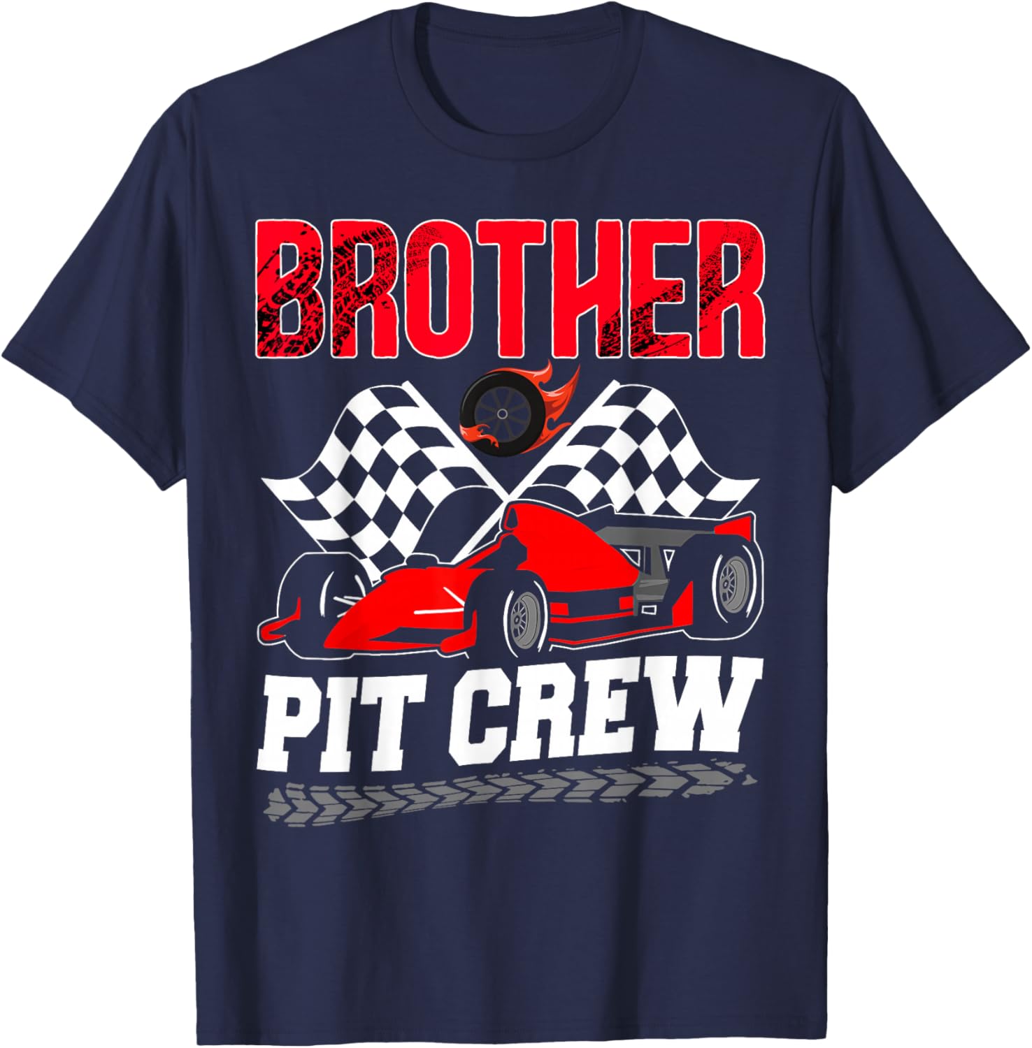 Brother Pit Crew Racing Family Race Car Birthday Boy T-Shirt - T-Shirt | Navy