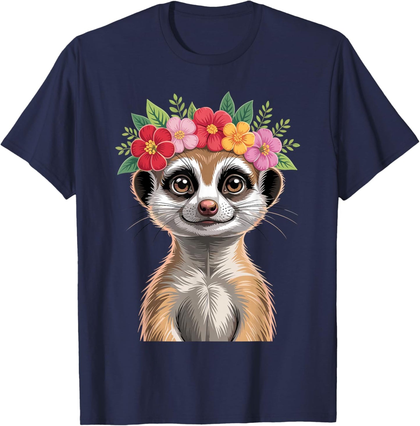 Meerkat Art Girls Wildlife Animal Meerkat Lover T-Shirt - T-Shirt | Navy