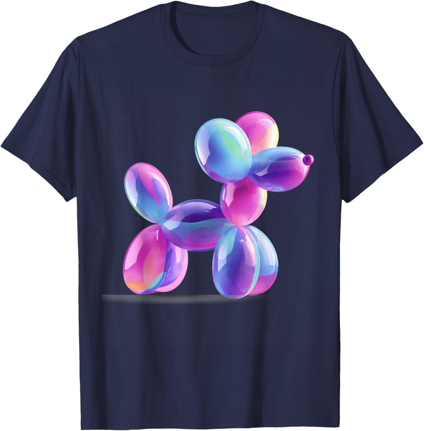 Dopamine Aesthetic Balloon Dog Colorful Art T-Shirt - T-Shirt | Navy