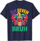 Funny Six Seven Bruh 67 Mardi Gras Crawfish Beads 67 Meme T-Shirt - T-Shirt | Navy