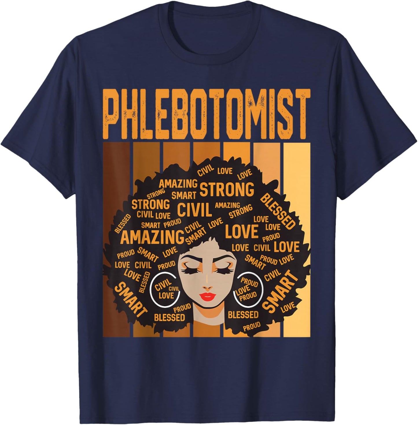 Phlebotomist Powerful Black History Month Black Pride T-Shirt - T-Shirt | Navy