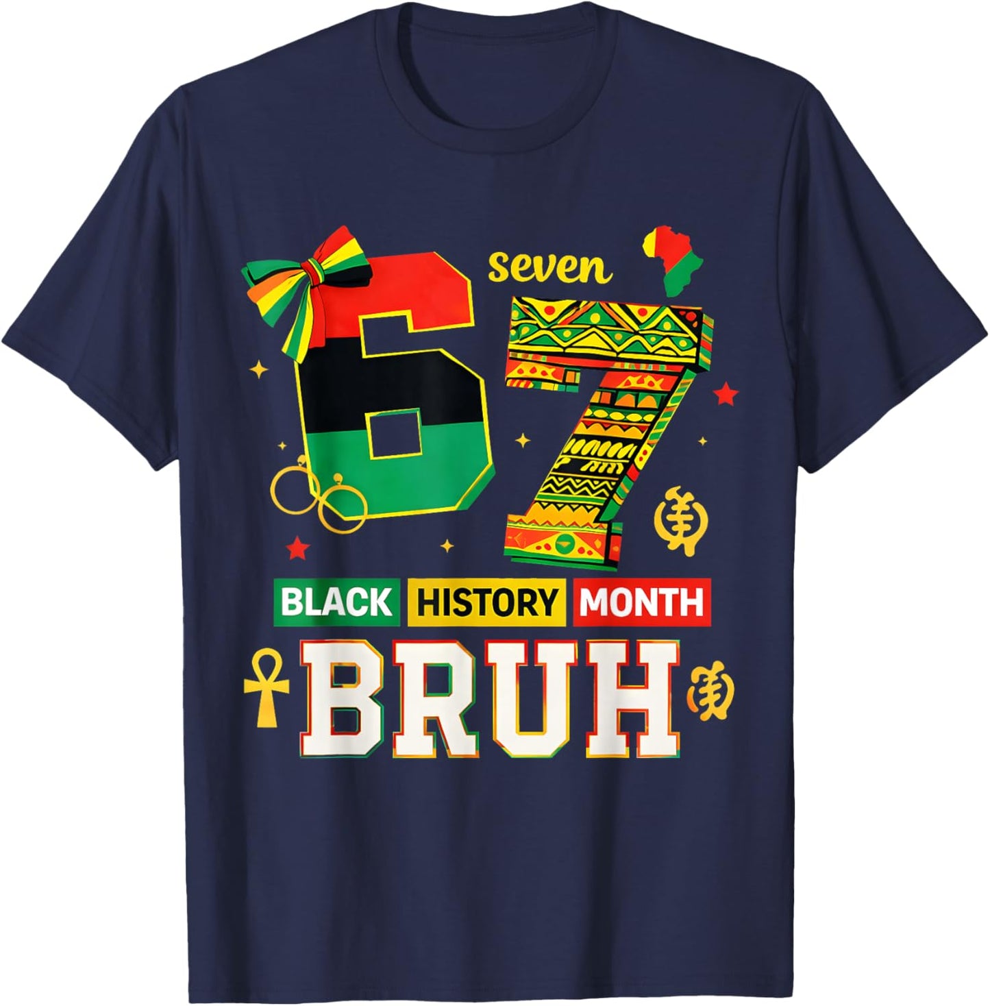 Bruh 67 Black History Month for Kids Boys African American T-Shirt - T-Shirt | Navy