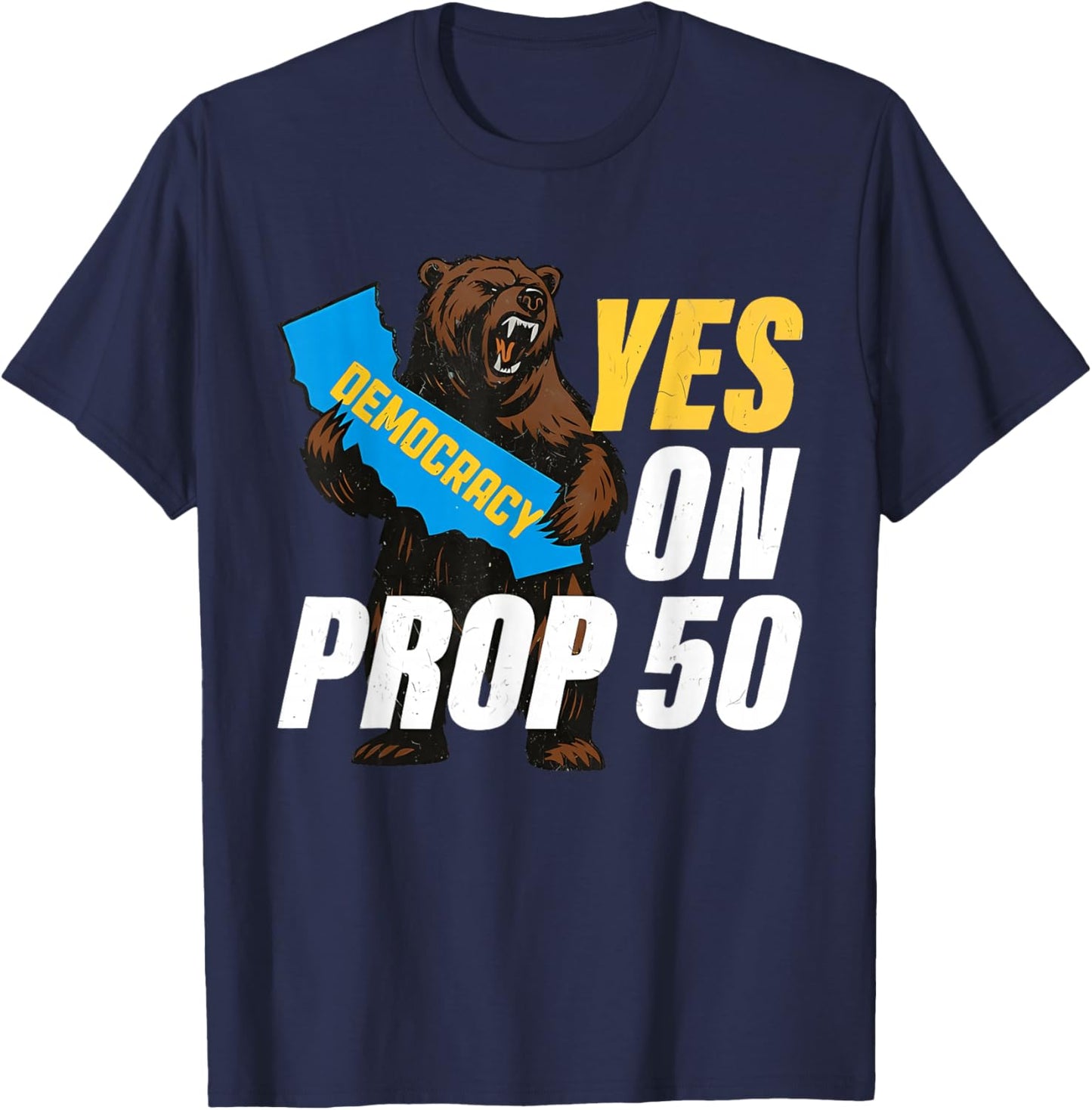 Vintage Yes on Prop 50 American Flag Patriotic Women T-Shirt - T-Shirt | Navy
