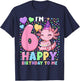 Girls Axolotl Birthday Shirt | 6 Years Old Birthday Axolotl T-Shirt - T-Shirt | Navy