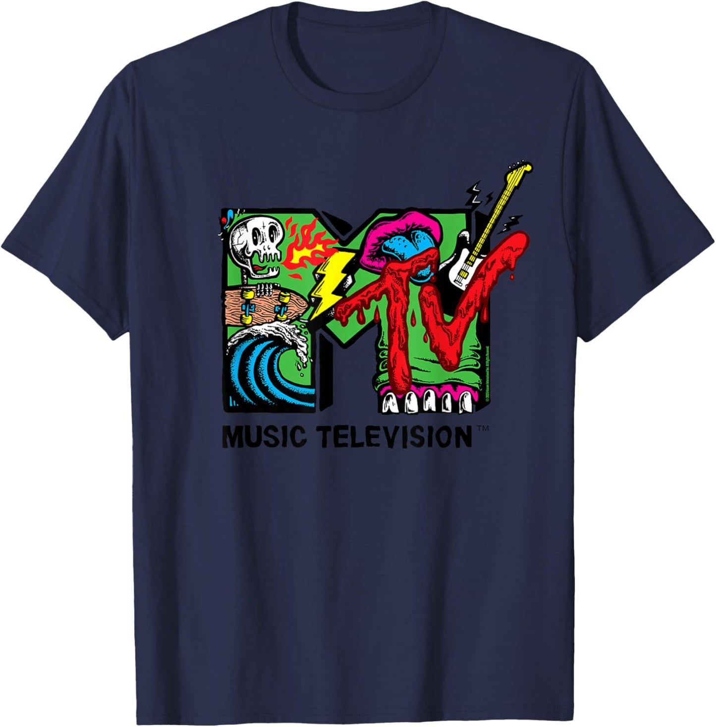 MTV Retro 90s Skater Music Television Logo T-Shirt - T-Shirt | Navy