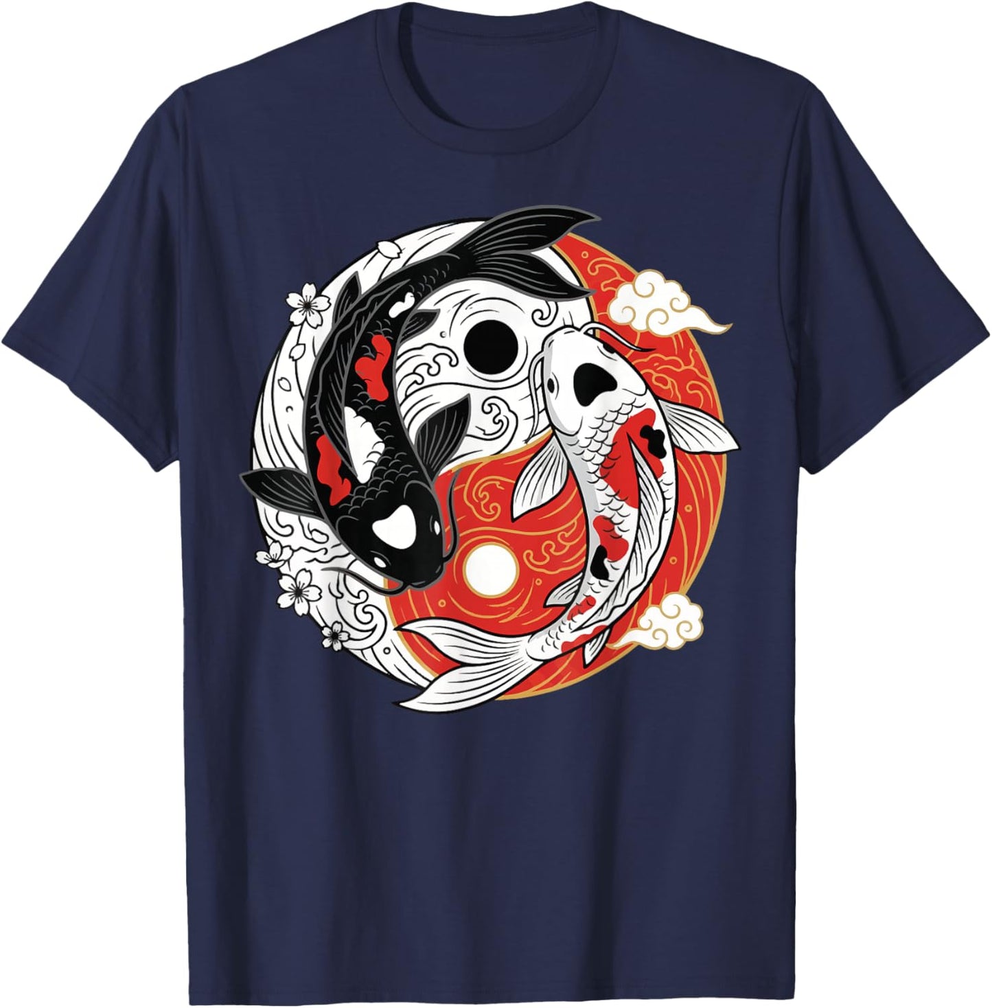 Japanese Koi Yin Yang Japan T-Shirt - T-Shirt | Navy