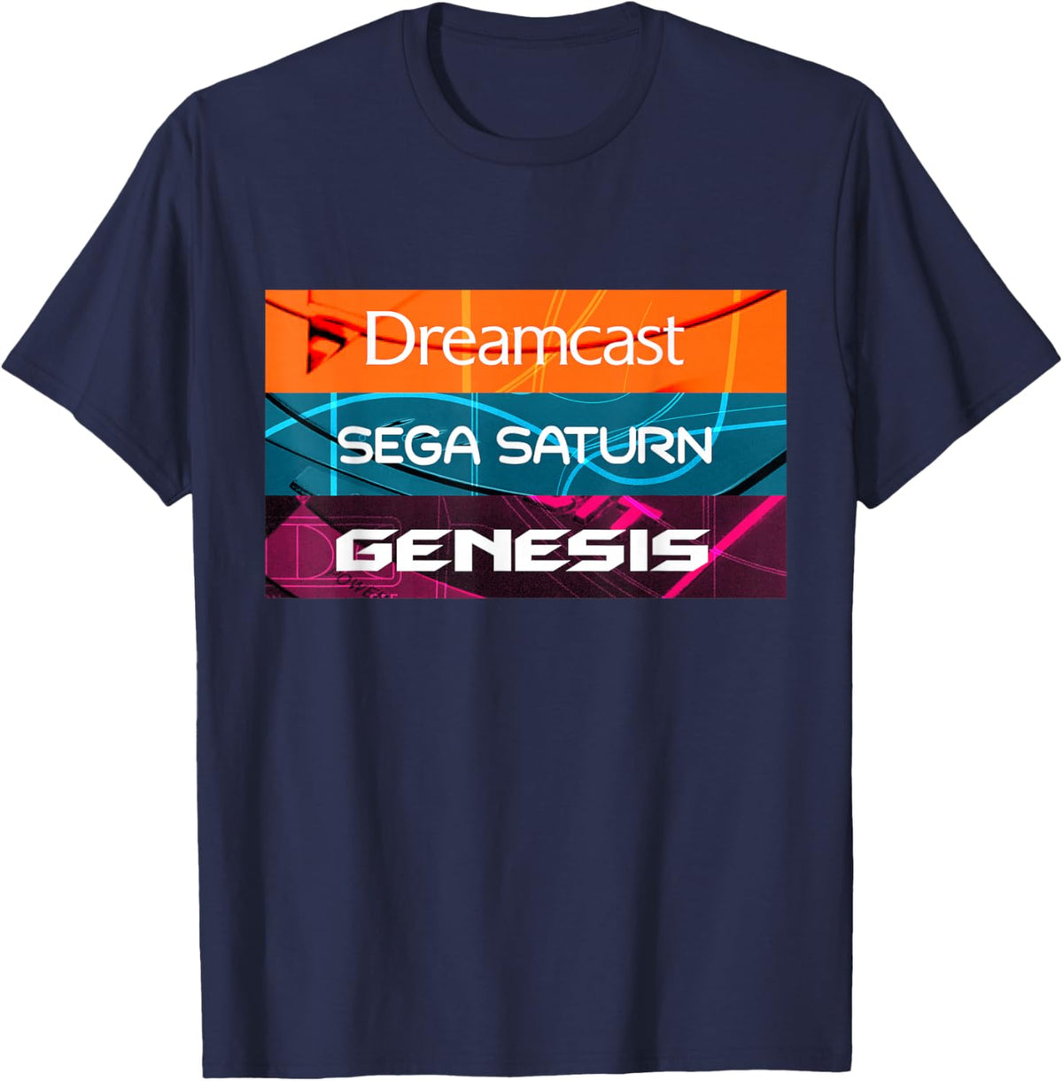 SEGA Dreamcast Genesis Saturn Classic Console Icons T-Shirt - T-Shirt | Navy
