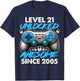 Level 21 Unlocked 21 Year Old Gifts Boys 21st Birthday Boy T-Shirt - T-Shirt | Navy
