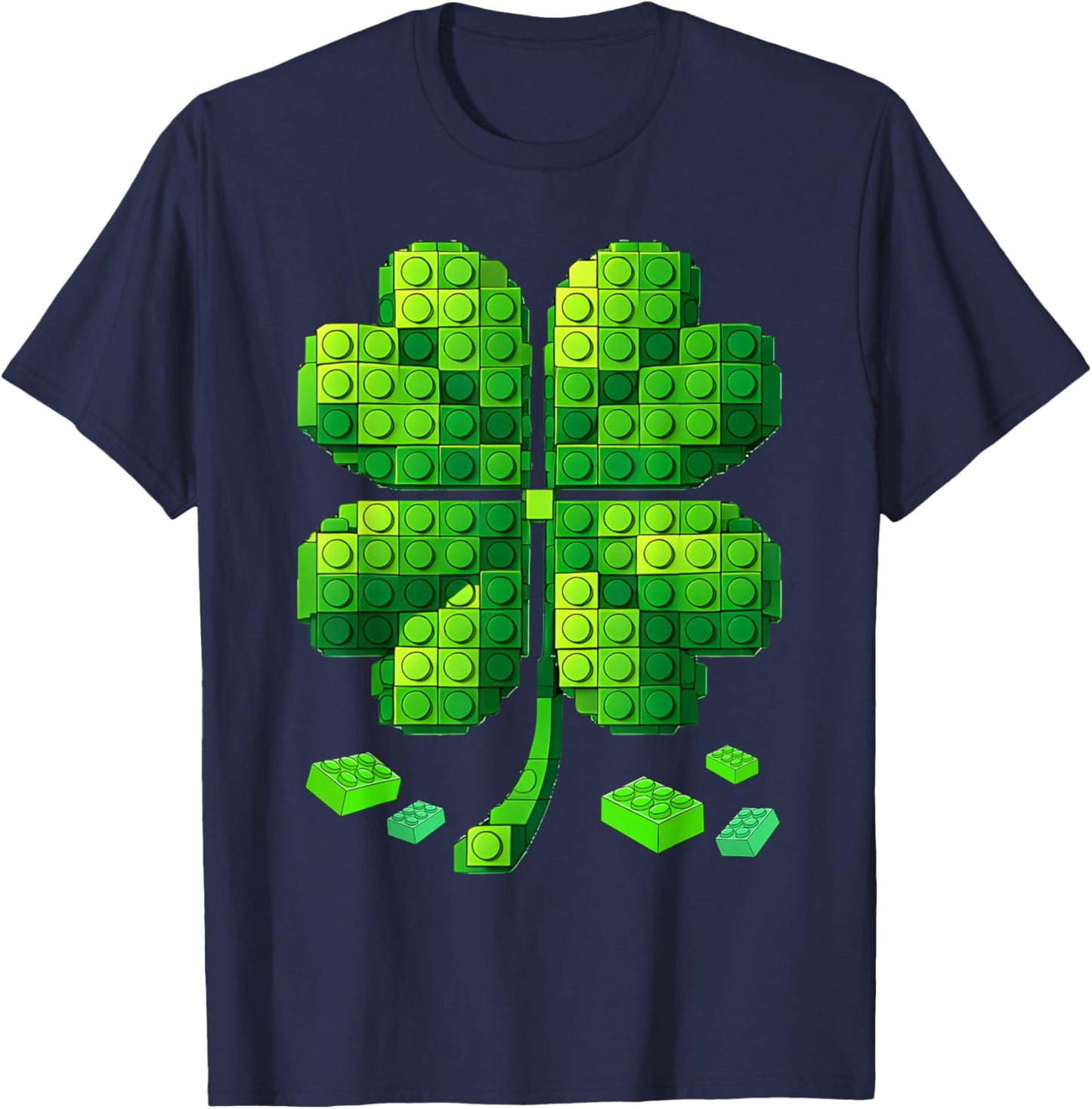 St Patricks Day Building Blocks Shamrock Bricks Kids Builder T-Shirt - T-Shirt | Navy