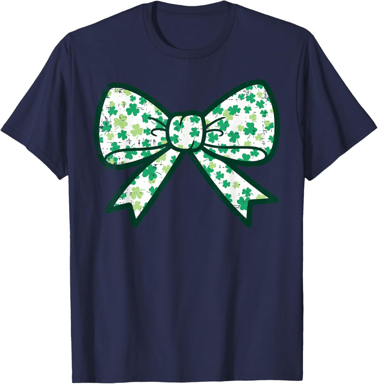 St Patricks Day Bow Ribbon Saint Paddys Girls Kids Women T-Shirt - T-Shirt | Navy