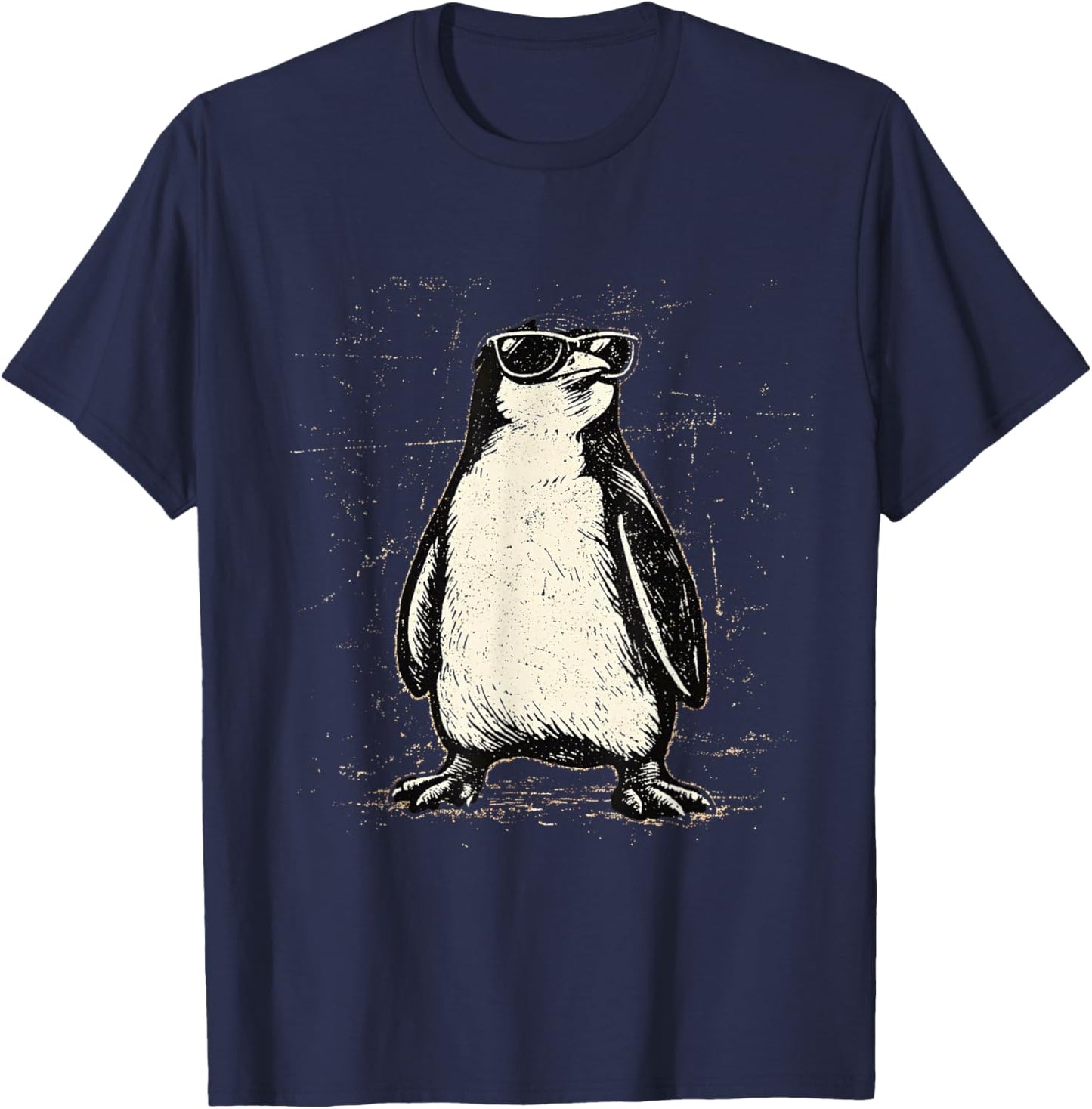 Cool Penguin Wearing Sunglasses Vintage Animal Humor Design T-Shirt - T-Shirt | Navy