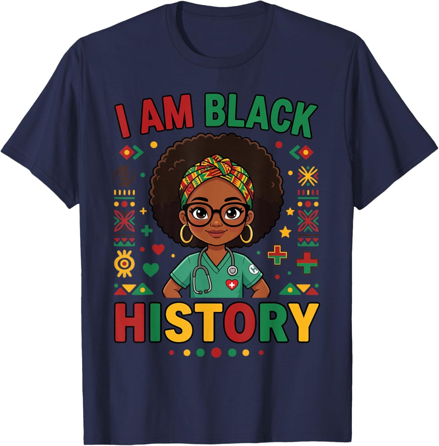 I Am Black History Women Girl Black History Month Juneteenth T-Shirt - T-Shirt | Navy