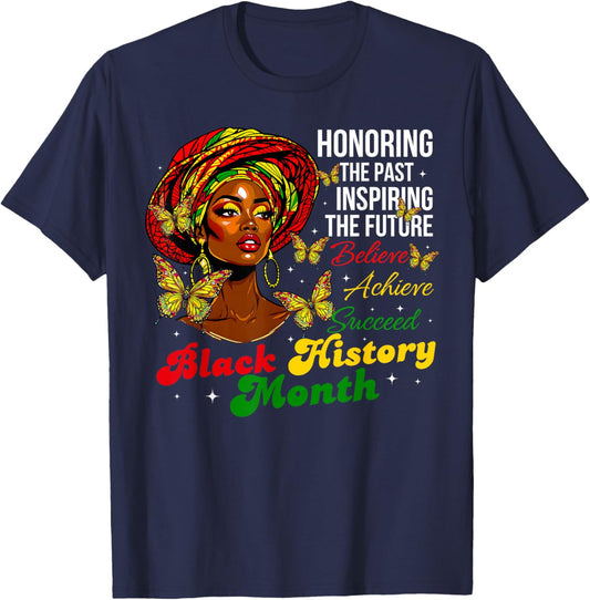 Honoring Past Inspiring Future Black History African Women T-Shirt - T-Shirt | Navy