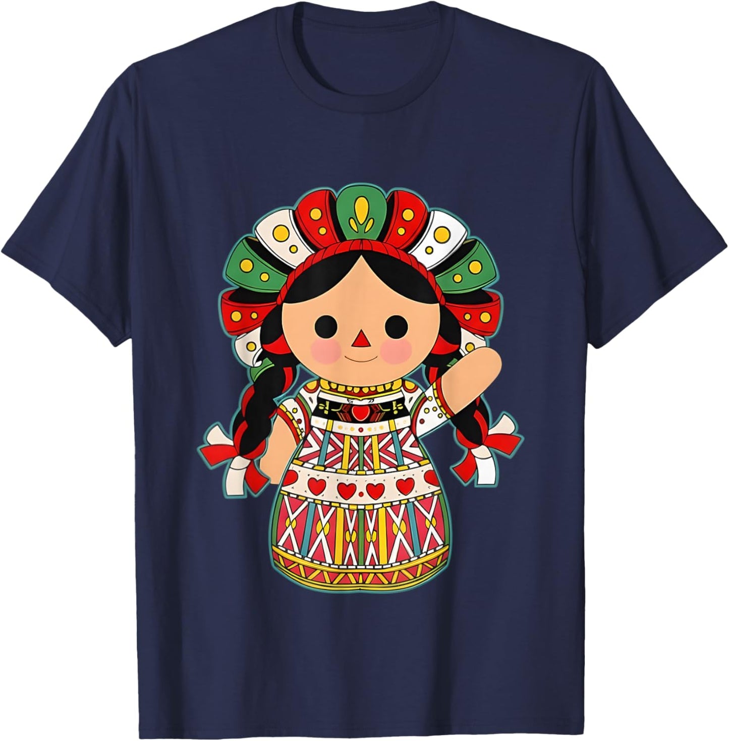 Cute Mexican Fiesta Doll Traditional Cultural Women T-Shirt - T-Shirt | Navy