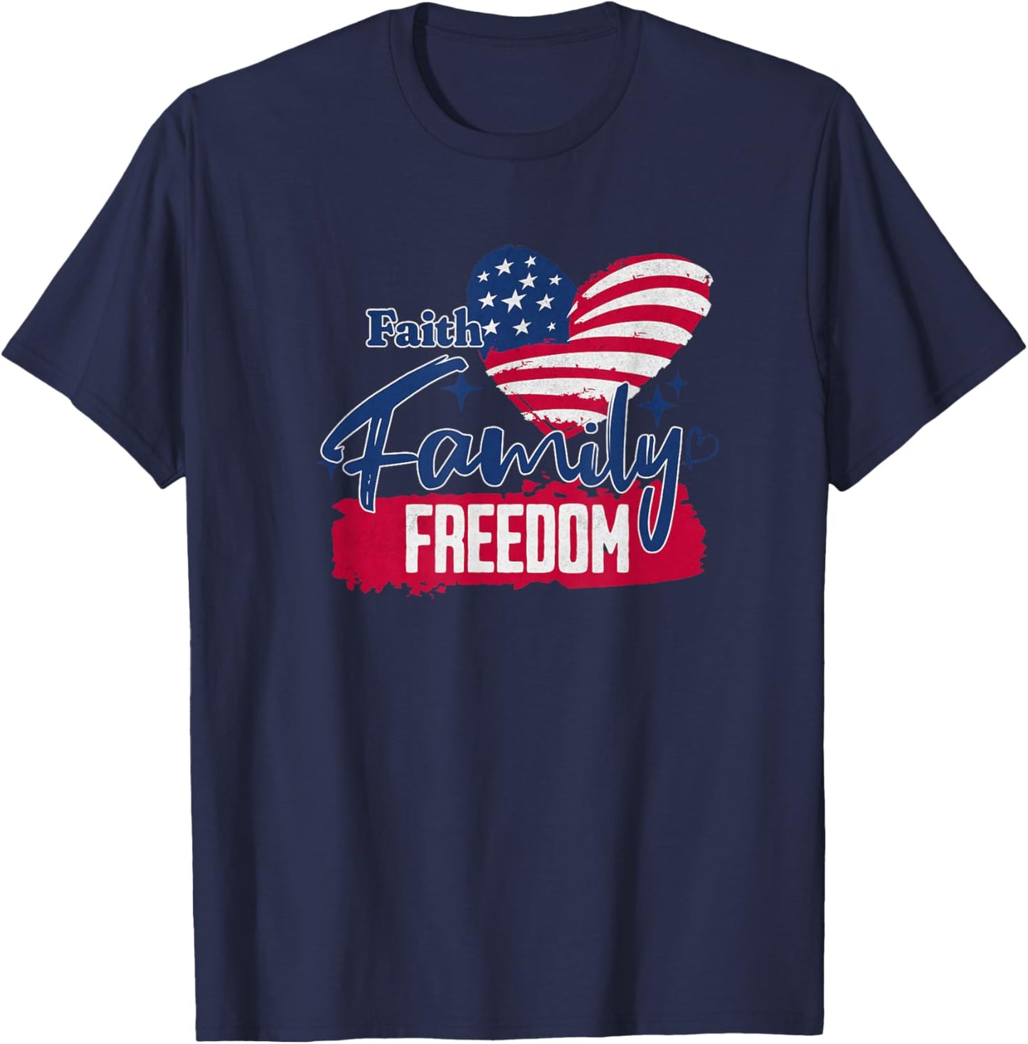 Faith Family Freedom American Flag T-Shirt - T-Shirt | Navy