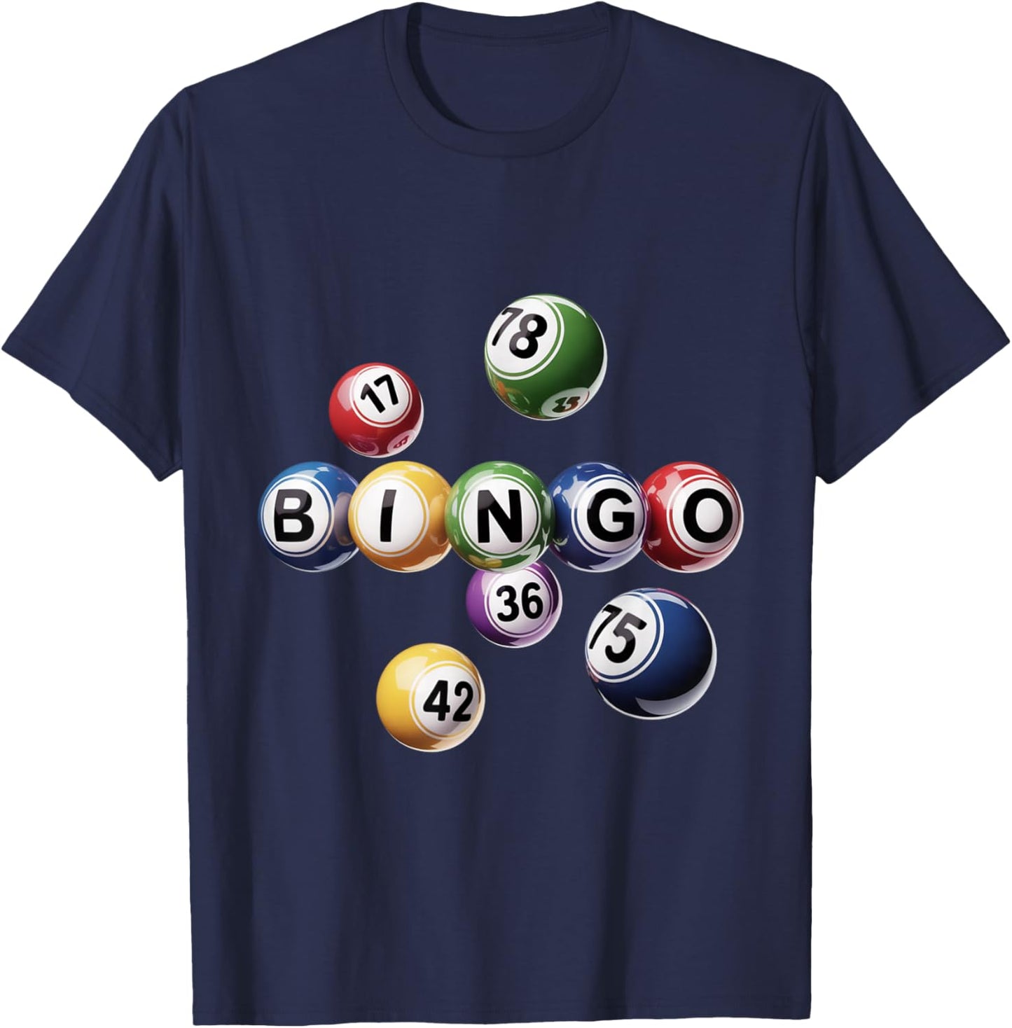 Classic Color Bingo Balls Arrangement T-Shirt - T-Shirt | Navy