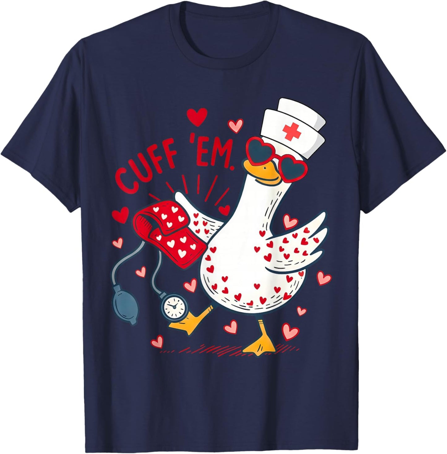 Cuff 'Em Cupid Goose Valentine Nurse Practitioner RN Nursing T-Shirt - T-Shirt | Navy