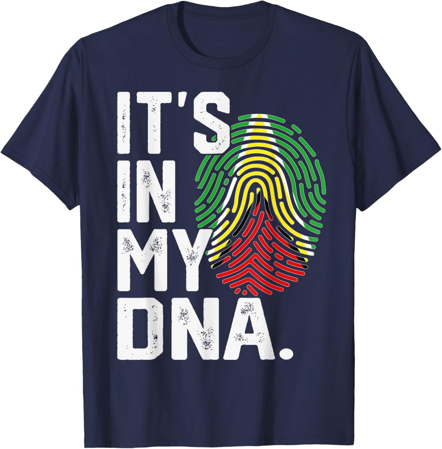 Guyana Roots Flag Fingerprint Graphic Patriotic T-Shirt - T-Shirt | Navy