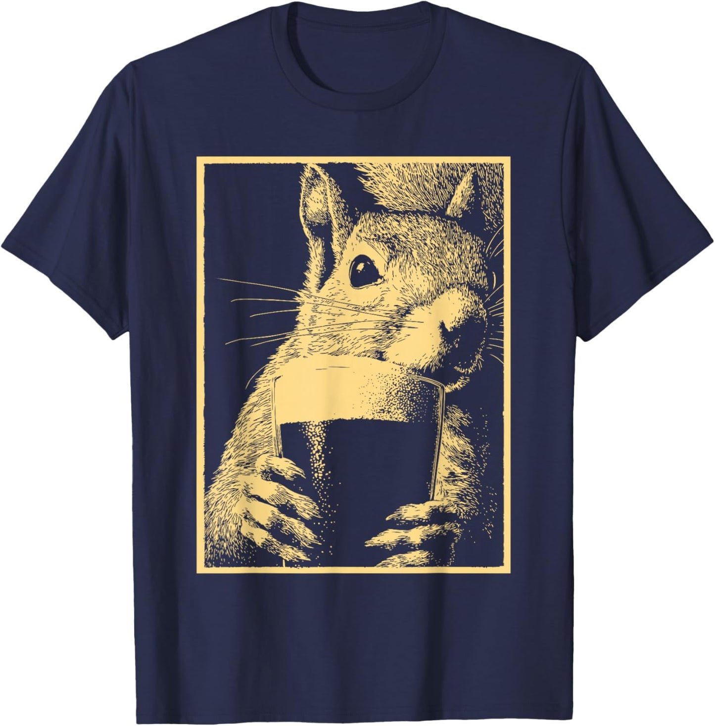 Squirrel with Beer Animal Drinking Humor for St Patricks Day T-Shirt - T-Shirt | Navy