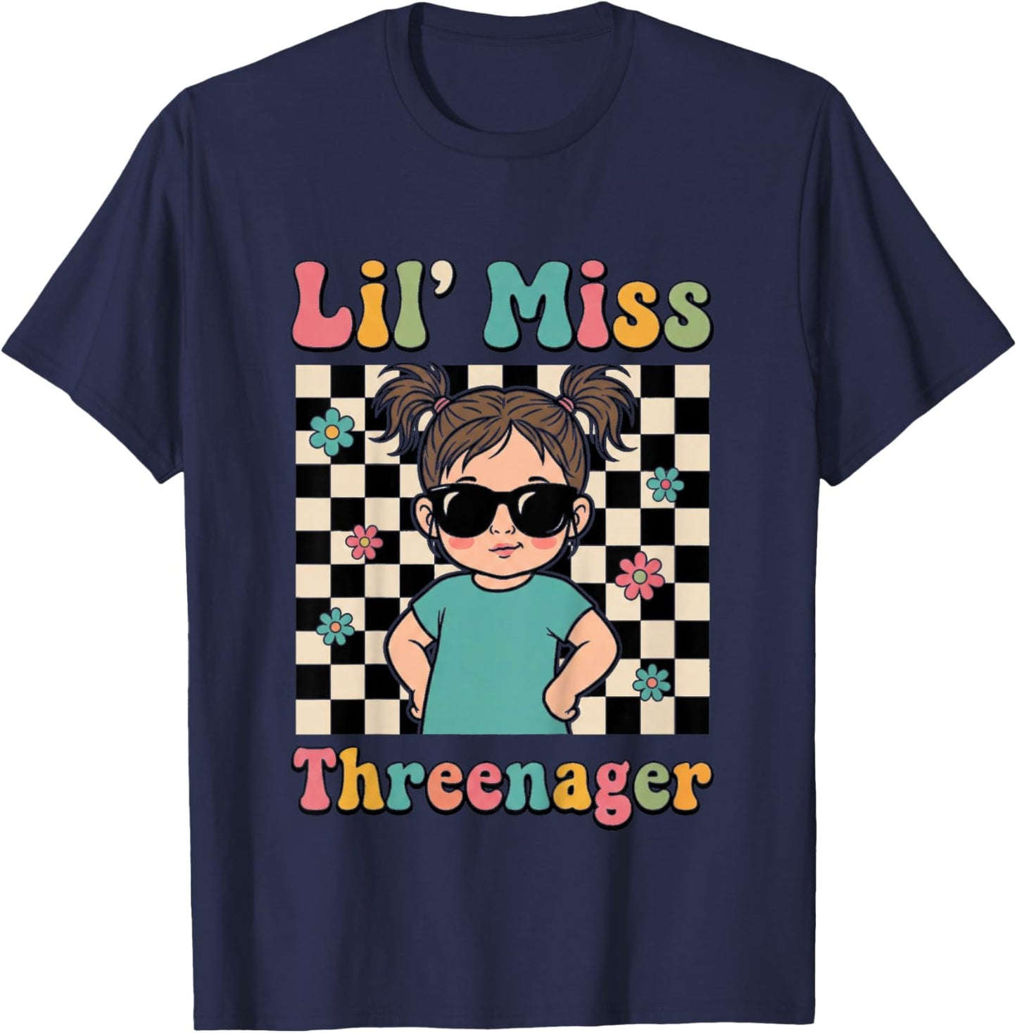 3rd Birthday Girl Sassy Toddler Lil Miss Threenager T-Shirt - T-Shirt | Navy
