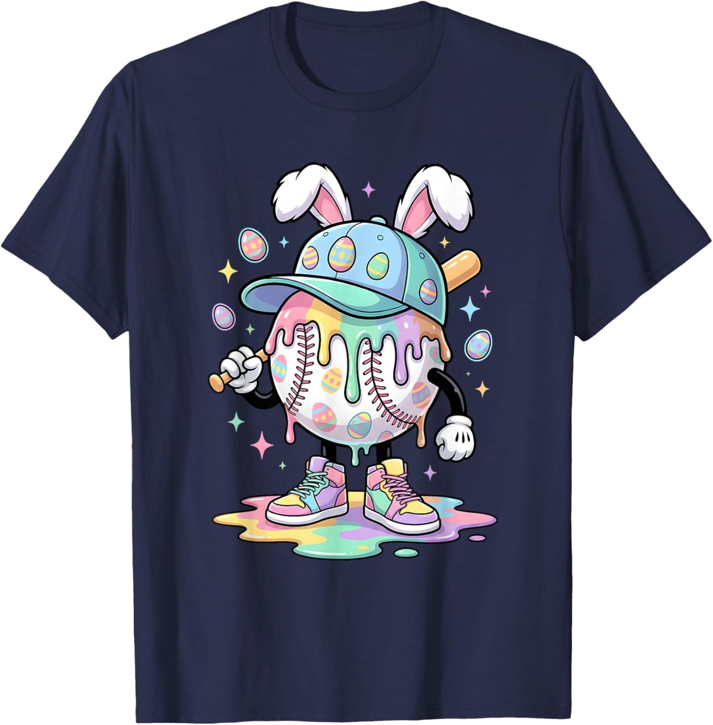 Baseball Drip Icecream Apparel Youth Boy Easter T-Shirt - T-Shirt | Navy