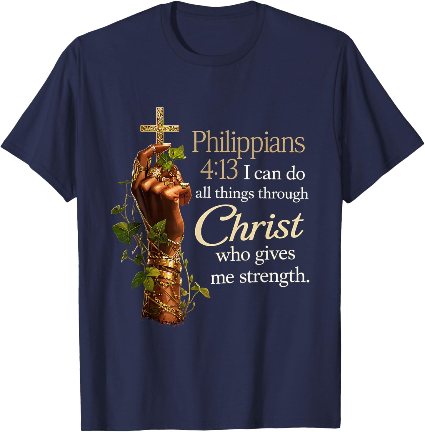 African American Black Women Christian Afro Faith God T-Shirt - T-Shirt | Navy