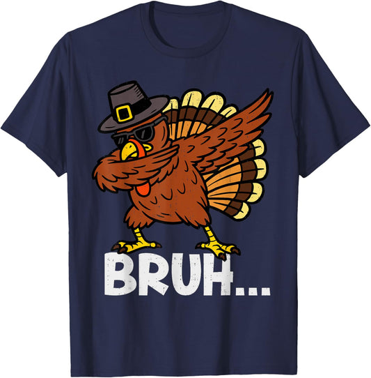 Funny Dabbing Turkey Dab Fall Thanksgiving Costume Teen Boys T-Shirt - T-Shirt | Navy