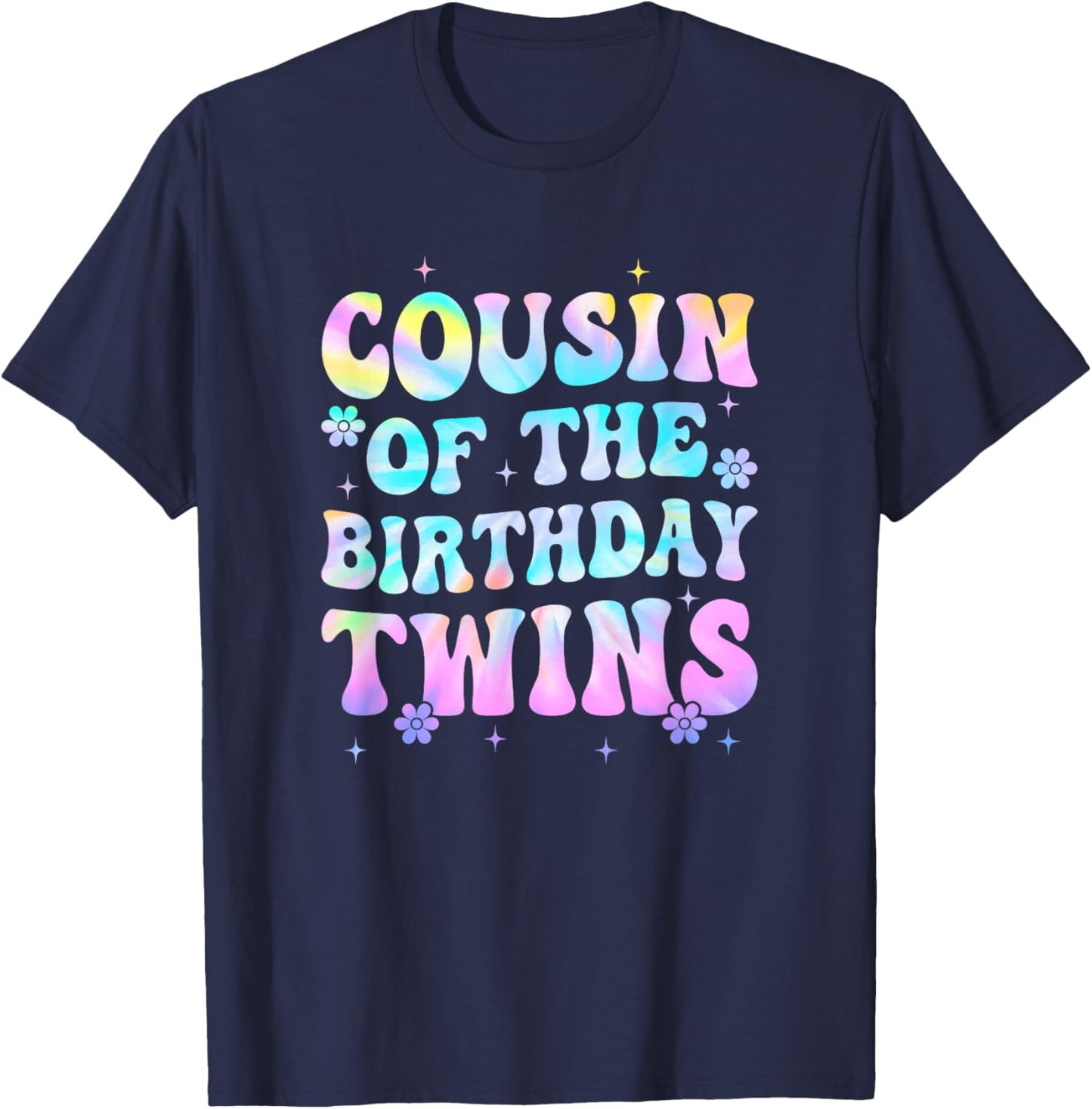 Cousin of The Birthday Twins Girls Kids Party Retro Bday T-Shirt - T-Shirt | Navy