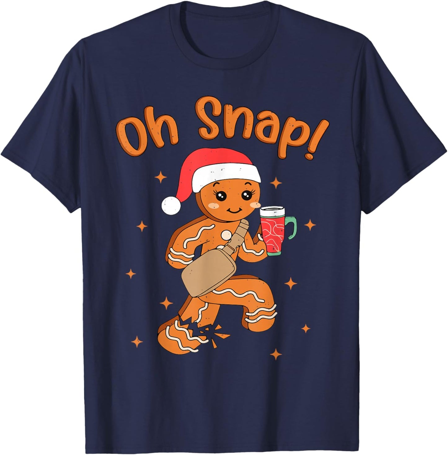 Oh Snap Gingerbread Man Boys Girls Kids Christmas T-Shirt - T-Shirt | Navy