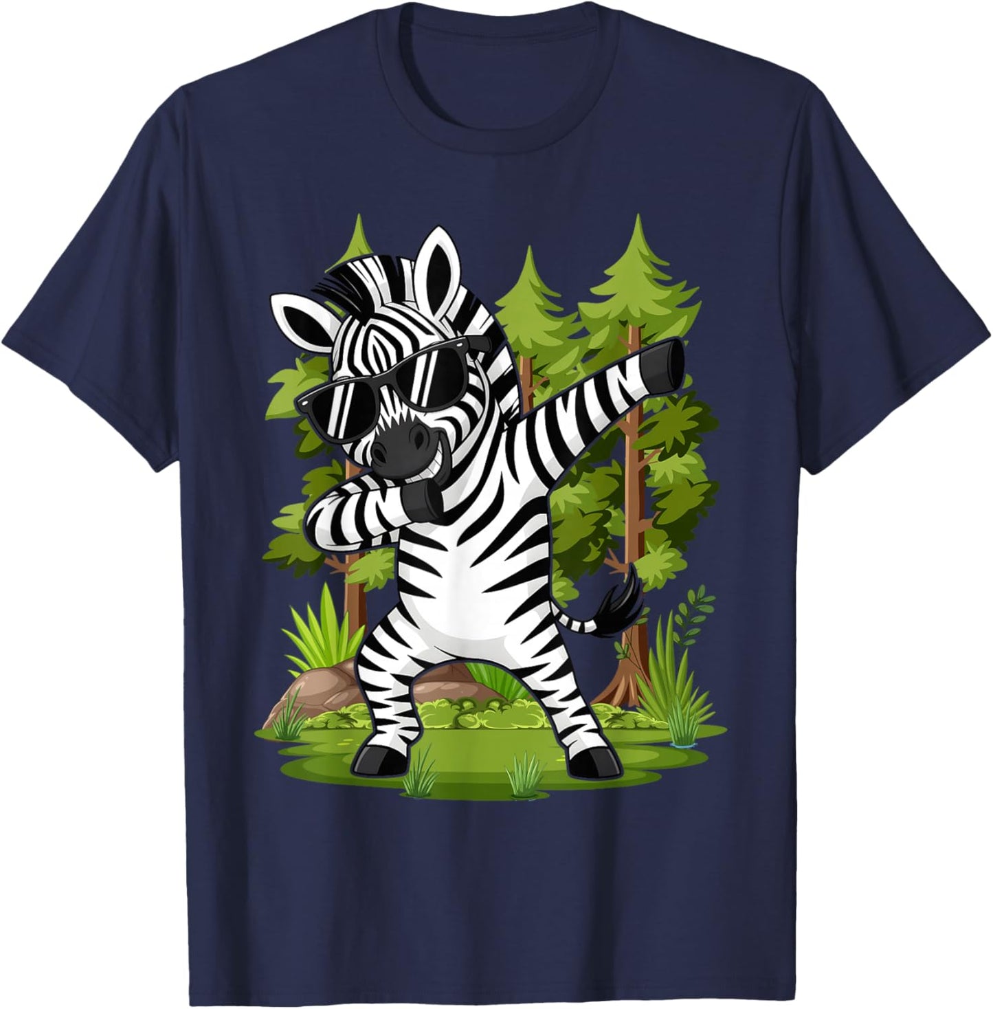 Cute Dabbing Zebra Clothes Kids Toddler Boys Animal Print T-Shirt - T-Shirt | Navy