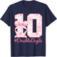 Pink Coquette 10th Birthday Girl 10 Years Old Double Digits T-Shirt - T-Shirt | Navy