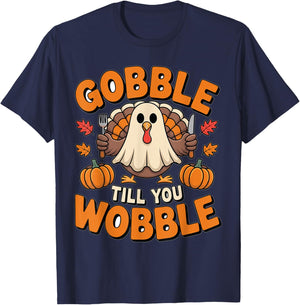 Gobble Till You Wobble Funny Thanksgiving Shirts T-Shirt - T-Shirt | Navy