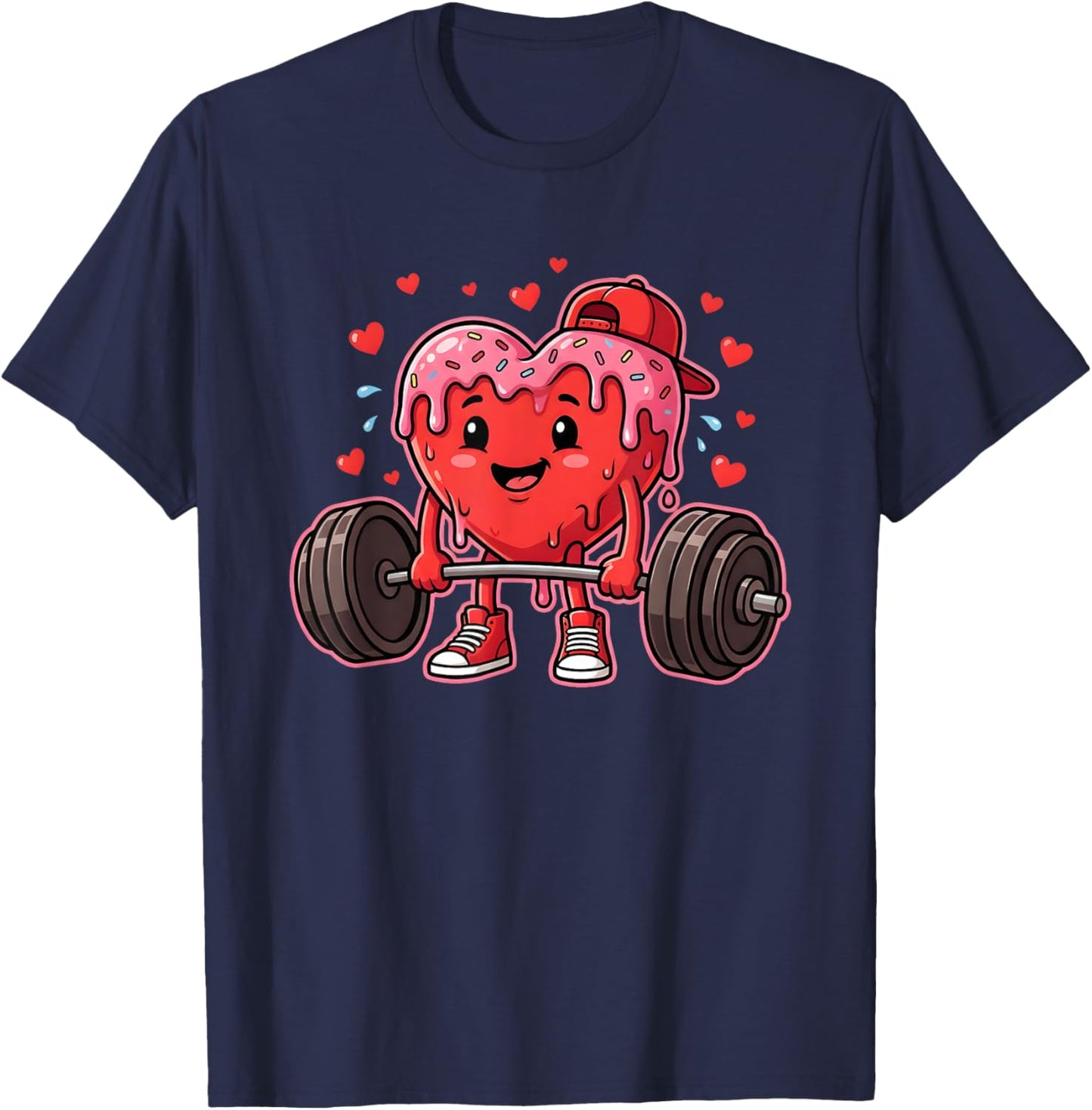 Funny Gym Valentine Deadlift Heart Workout Men Boys T-Shirt - T-Shirt | Navy