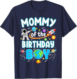 Mommy of The Birthday Boy Astronaut Family Space Planets T-Shirt - T-Shirt | Navy