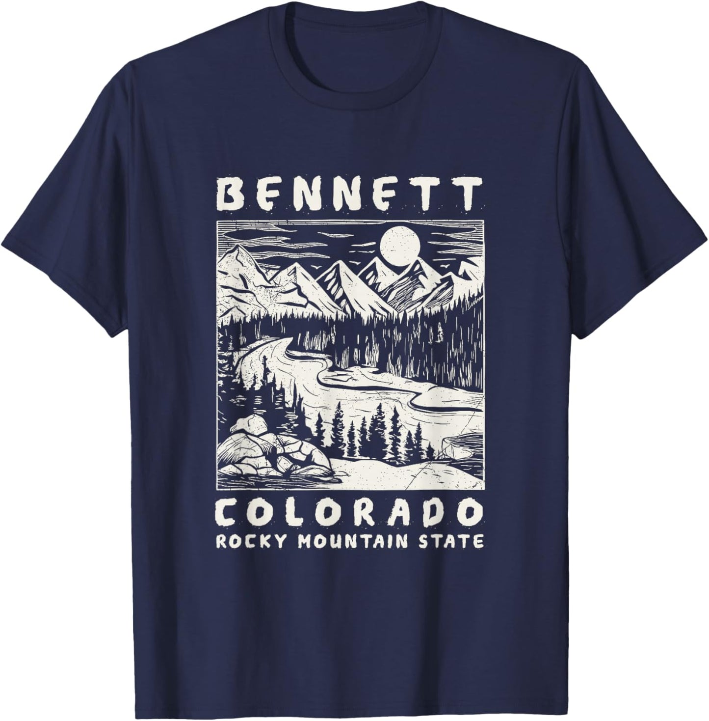 Bennett, Colorado Mountain Wildnerness Nature Design T-Shirt - T-Shirt | Navy