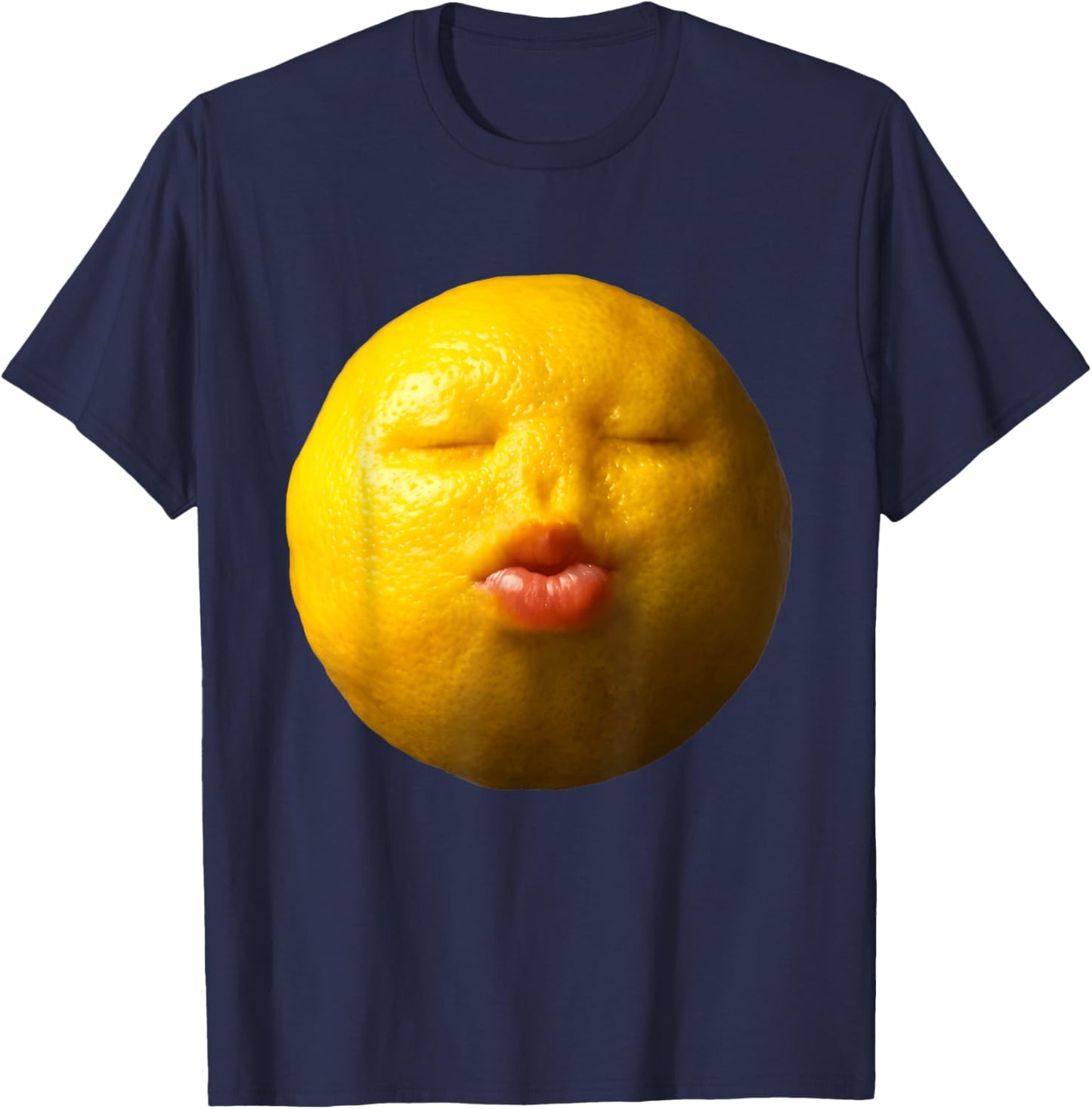 Niche Lemon Meme Ai Fruits Eating Fruit Funny brainrot Silly T-Shirt - T-Shirt | Navy