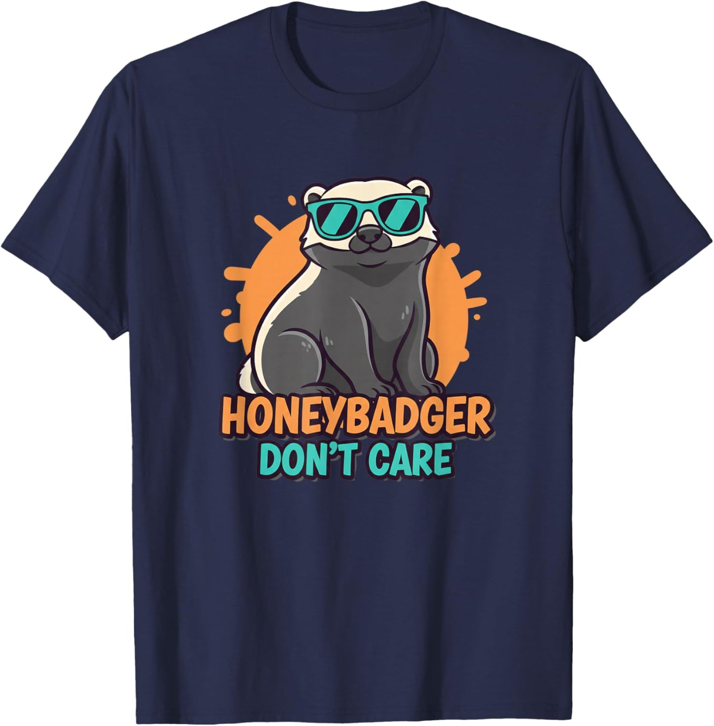 Honeybadger Don't Care Kids Funny Badger Cartoon Jungle T-Shirt - T-Shirt | Navy