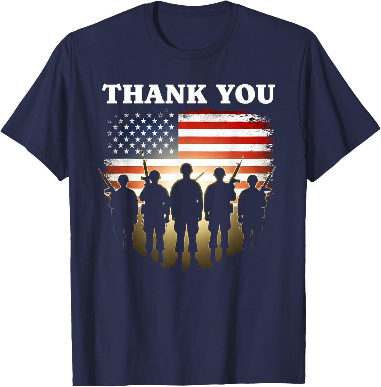 Thank You Military Veteran USA Flag Veteran's Day T-Shirt - T-Shirt | Navy
