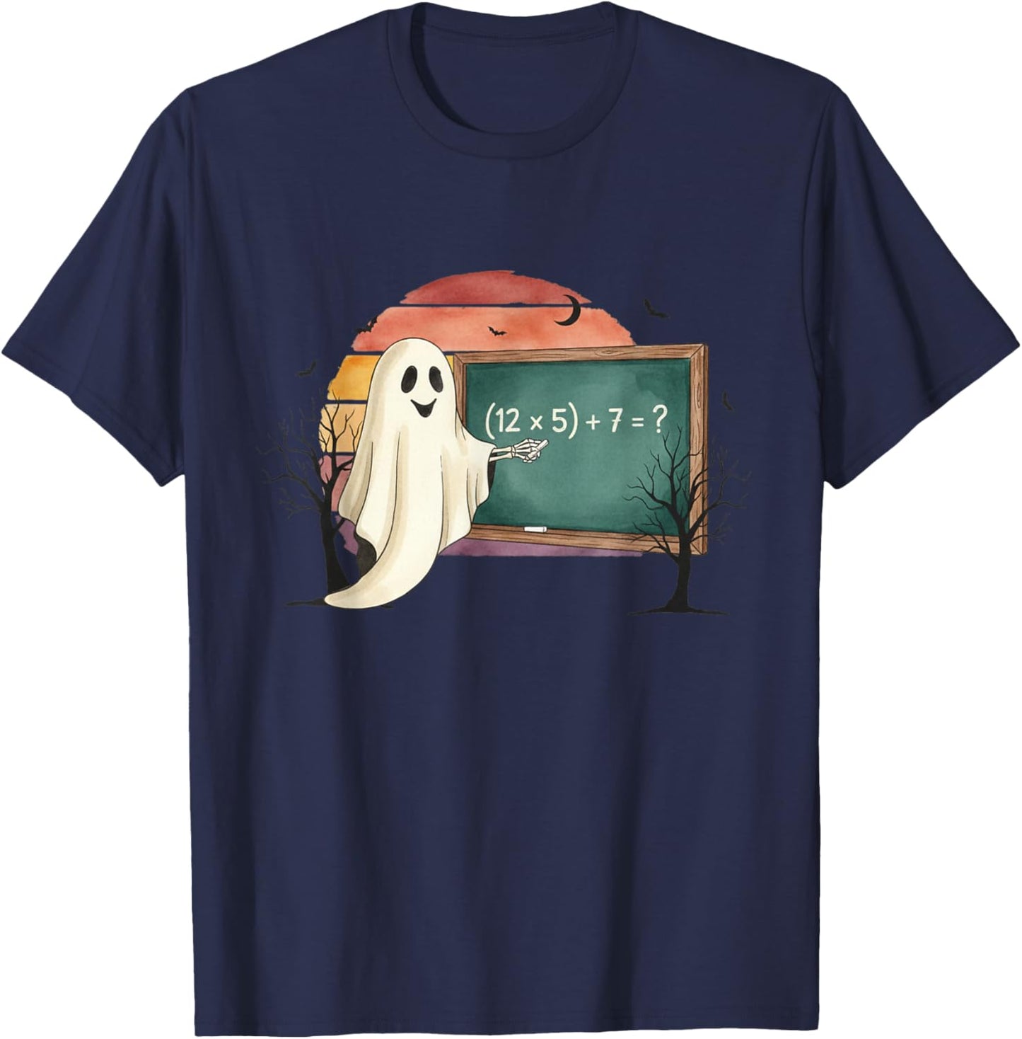 67 Teacher Halloween Ghost Six Seven Meme Brainrot Math Joke T-Shirt - T-Shirt | Navy