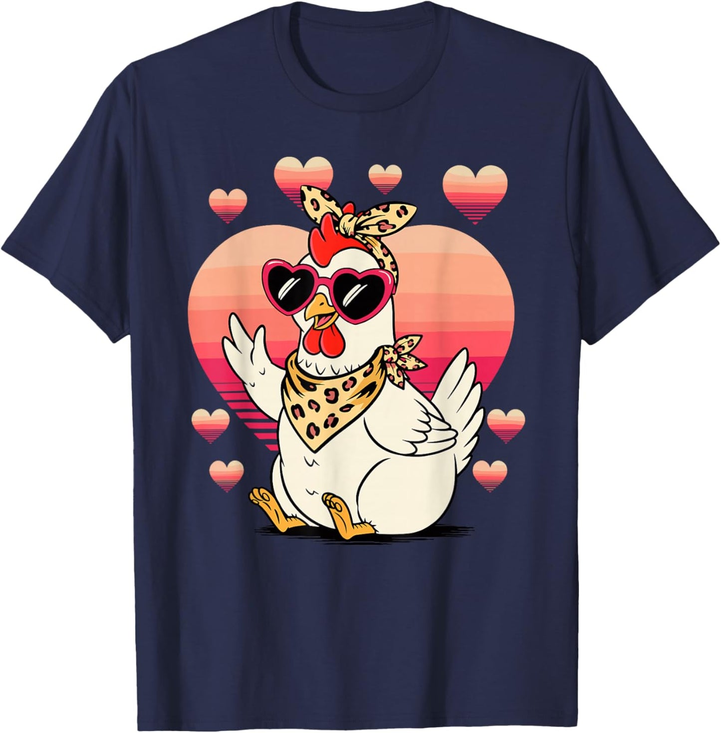 Chicken Sunglasses Valentines Day Chickens T-Shirt - T-Shirt | Navy