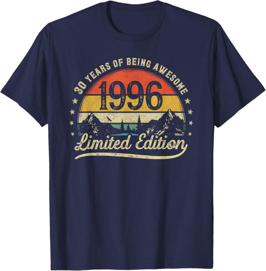 Vintage 1996 30 Years Old 30th Birthday T-Shirt - T-Shirt | Navy
