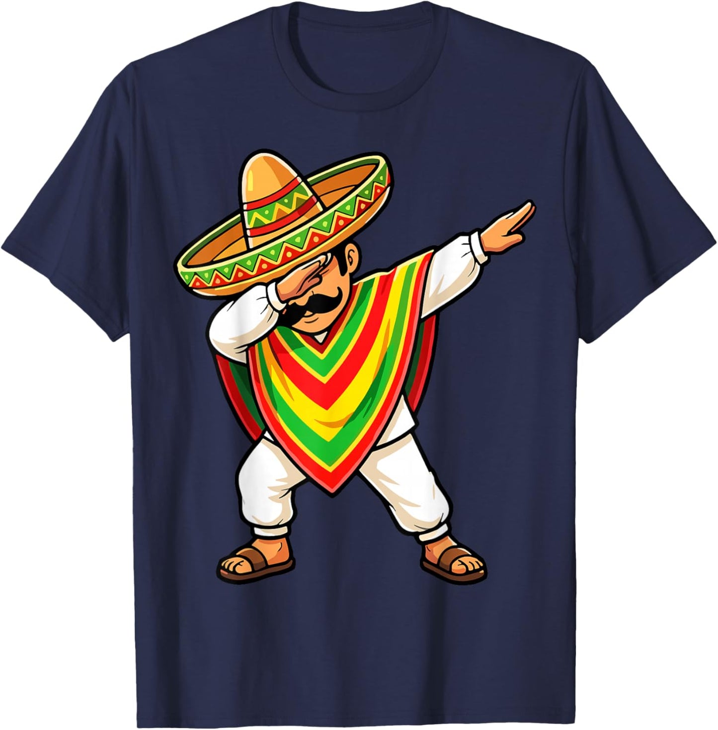 Dabbing Mexican Boy Poncho Cinco De Mayo T-Shirt - T-Shirt | Navy