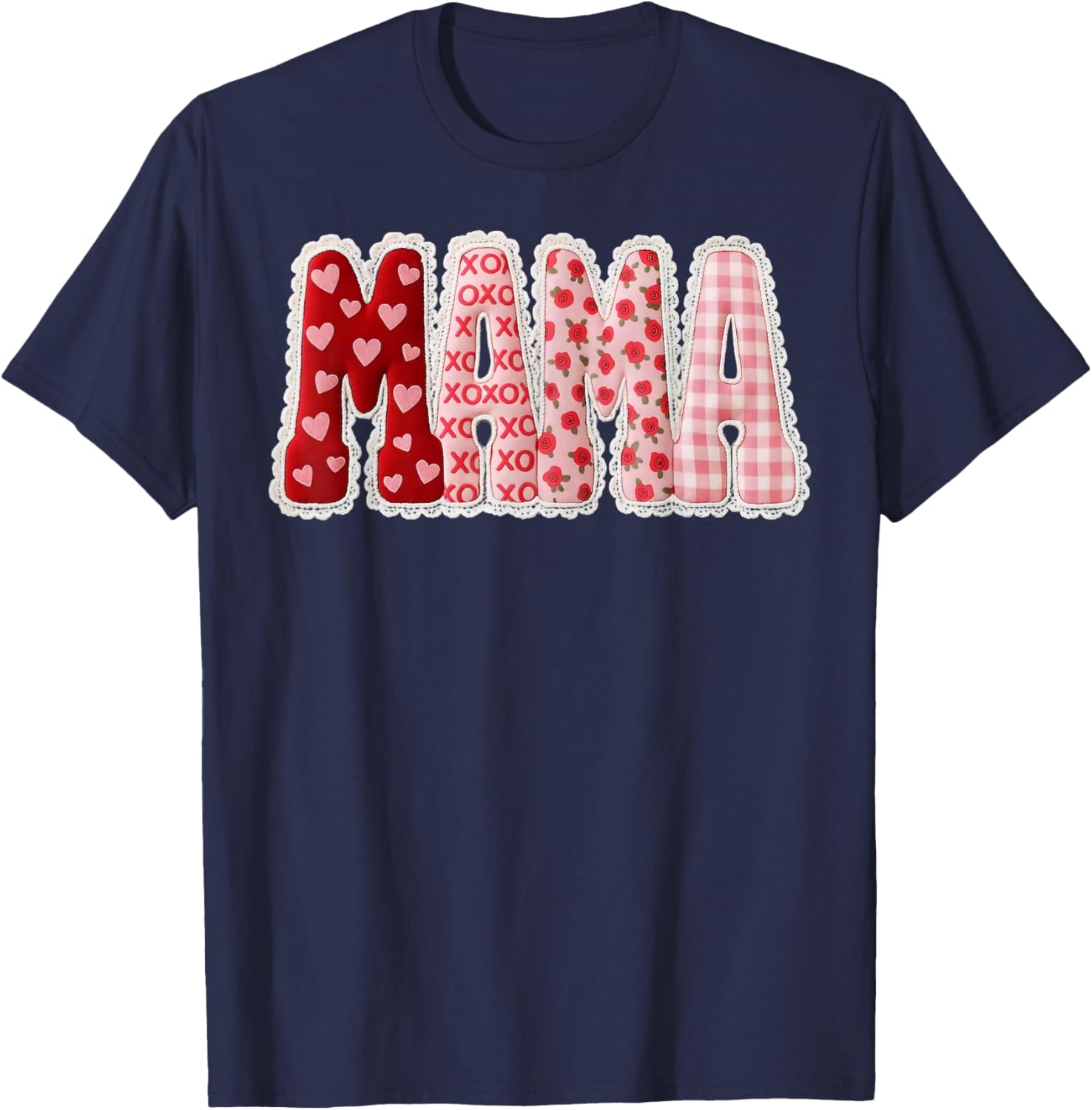Mama Valentine's Day Outfits Retro Mama Coquette Bows Design T-Shirt - T-Shirt | Navy