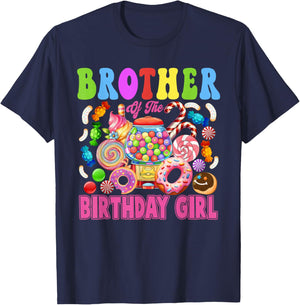 Brother of The Birthday Girl Candyland Matching Family T-Shirt - T-Shirt | Navy