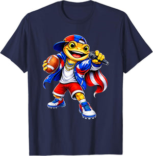 Puerto Rico Kids Girl Flag Music Coqui Frog Funny Football T-Shirt - T-Shirt | Navy