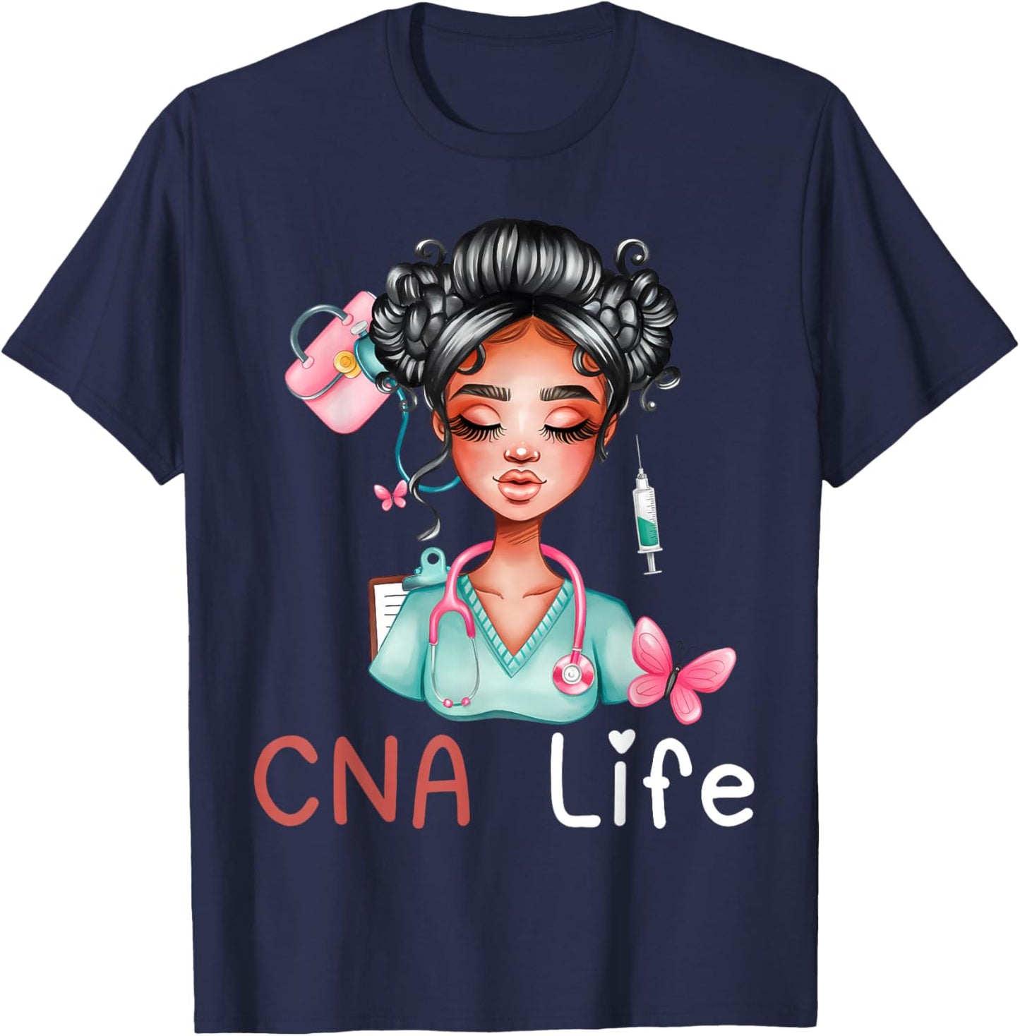 CNA Nurse Life Black History Month African American Nursing T-Shirt - T-Shirt | Navy