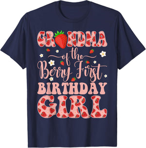 Grandma of The Berry First Birthday Girl Strawberry T-Shirt - T-Shirt | Navy
