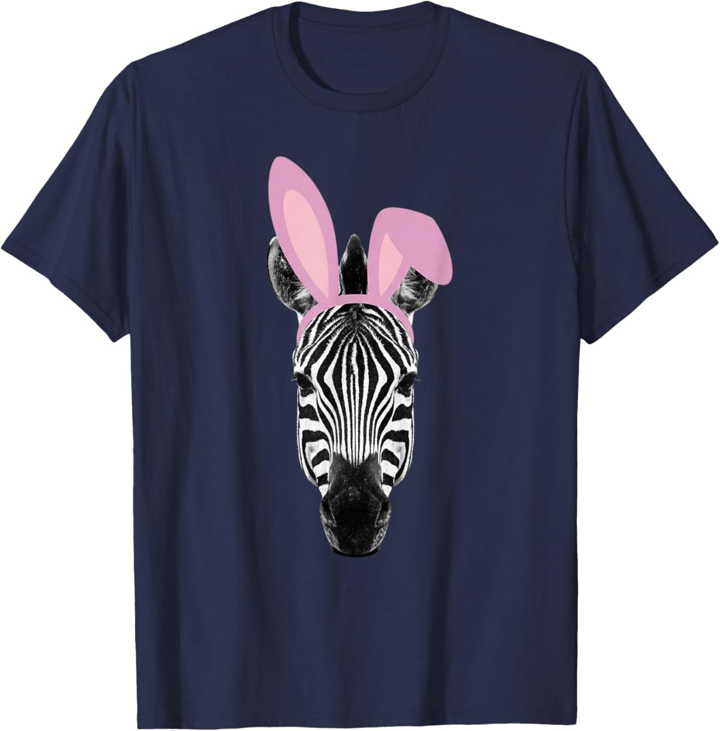 Woman Man Funny Easter Vintage Zebra Bunny Design Ears T-Shirt - T-Shirt | Navy