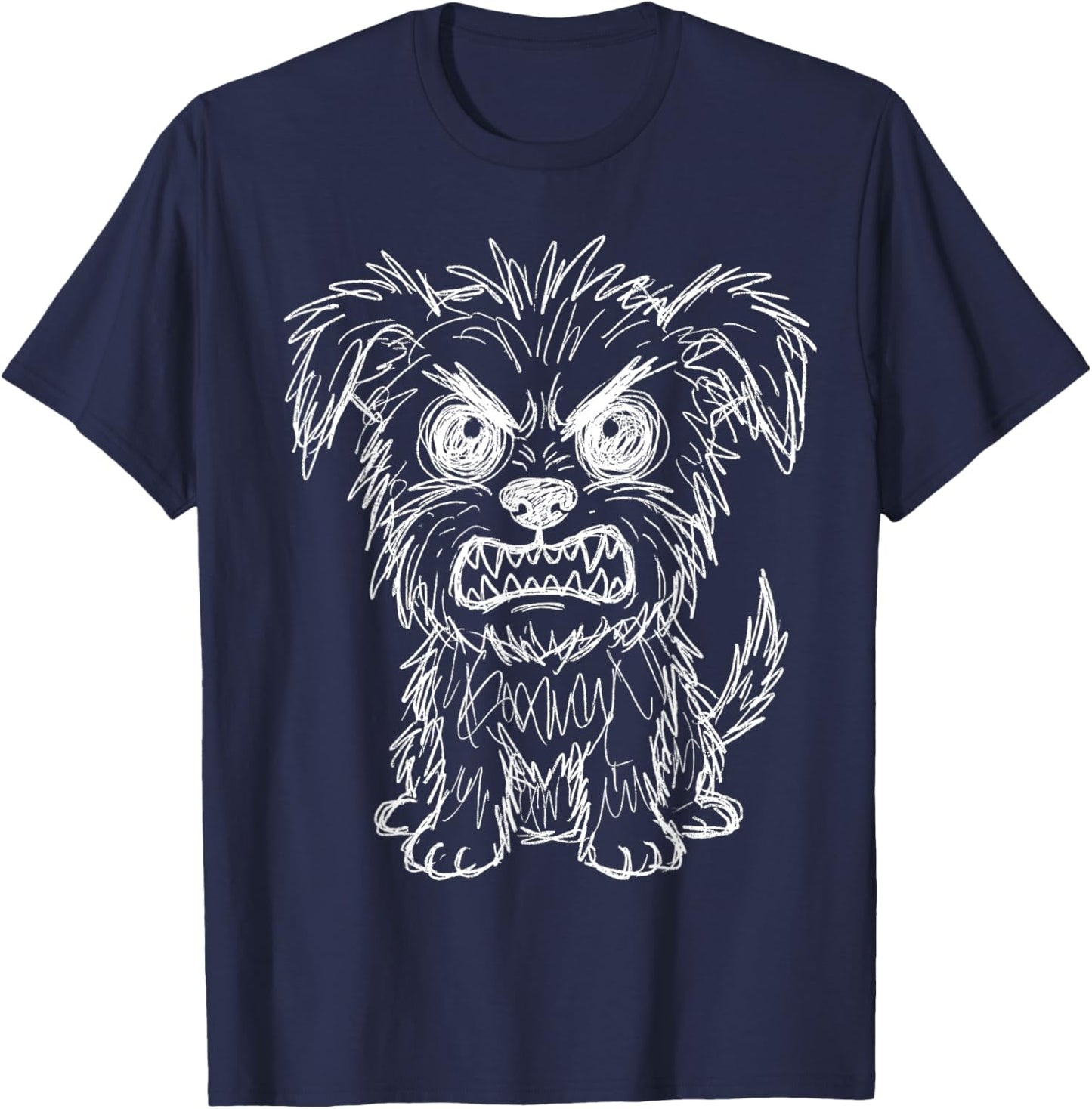Scribble Dog Funny Terrier Sketchy Line Art T-Shirt - T-Shirt | Navy