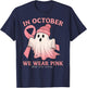 Breast Cancer Awareness Fighter Cute Pink Ghost Witch Pumpki T-Shirt - T-Shirt | Navy